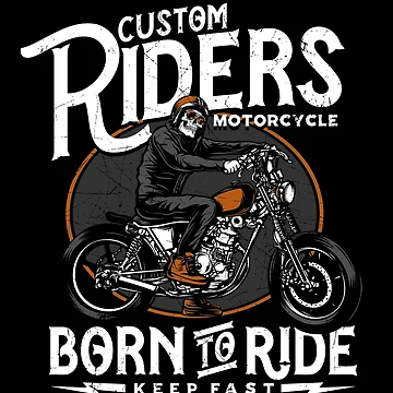 Artwork thumbnail, Vintage Skull Motorcycle Rider Custom Riders Born To Ride by heedooppod
