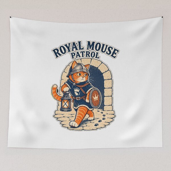 Item preview, Royal Mouse Patrol – Funny Medieval Orange Tabby Cat Guard designed and sold by Jaani-T.