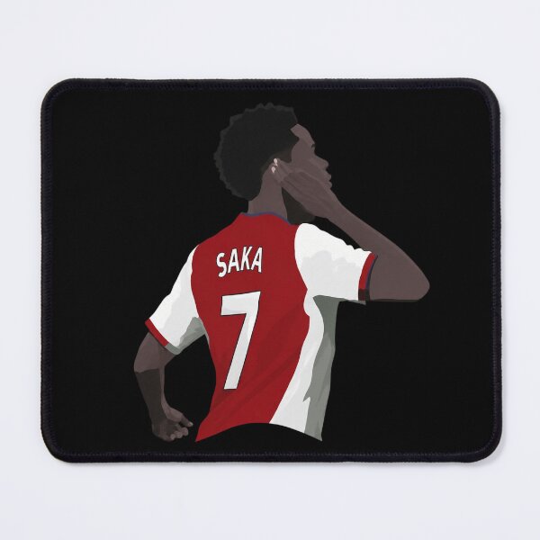 Artikelvorschau, Bukayo Saka Retro Premier League Rot und Weiß entworfen und verkauft von FieldsnancyArts.