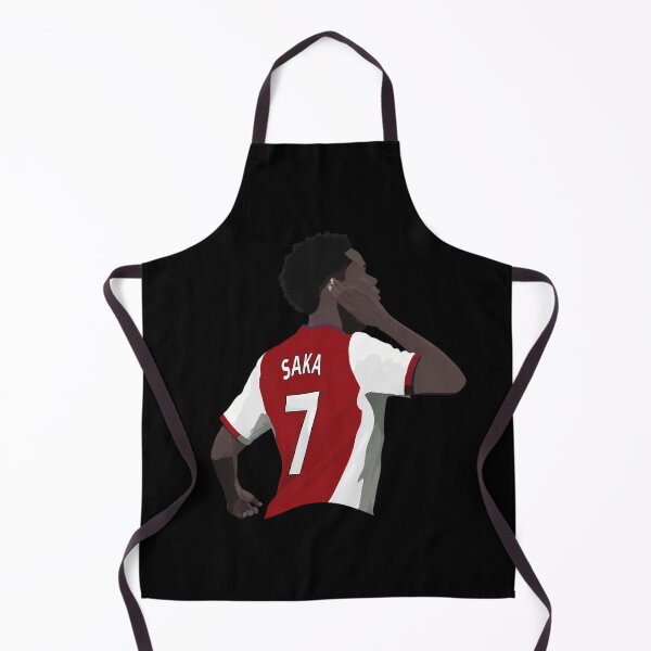 Aperçu de l'œuvre Bukayo Saka Retro Premier League Rouge et Blanc créée et vendue par FieldsnancyArts.