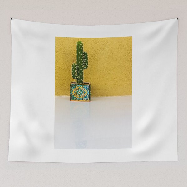 Item preview, Cactus in Colorful Decorative Pot Against Bright Yellow Wall for Vibrant Home Decor designed and sold by Nmallia.