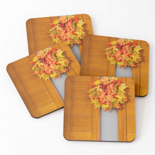 Item preview, Autumn Leaves Wreath On Wooden Door For Fall Decoration And Welcome designed and sold by Nmallia.