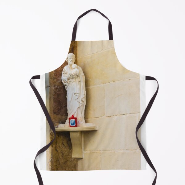 Item preview, Saint Statue Holding Baby Jesus On Outdoor Wall Niche With Red Candle designed and sold by Nmallia.