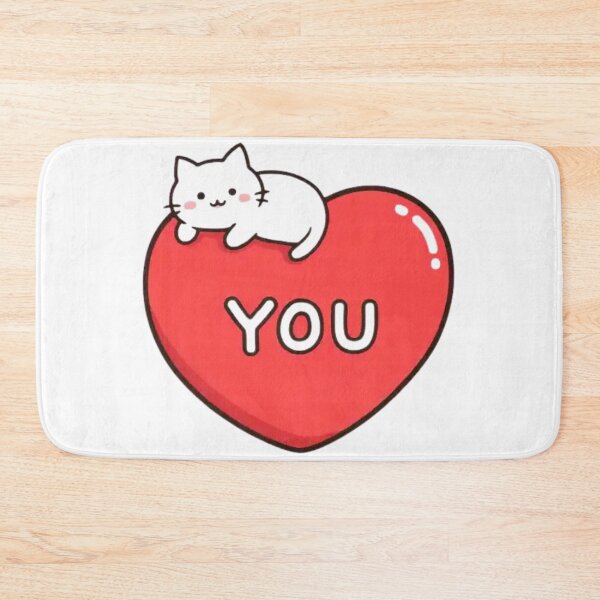 Item preview, Kawaii White Cat on Red Heart You Love Design – Cute Romantic Valentine Cat Gift designed and sold by Charonde.