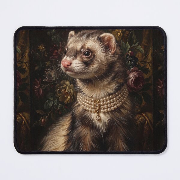 Item preview, Noble Ferret with Pearl Choker Pendant designed and sold by Real Beast Art.