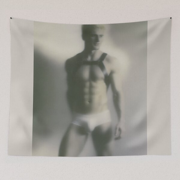 Item preview, Soft Focus Blonde Male - Dreamy Leather Harness Portrait designed and sold by gayishdesign.