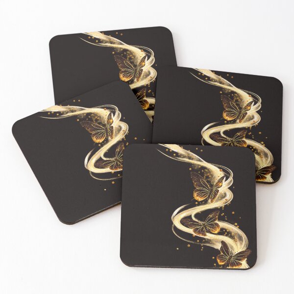 Item preview, Golden Butterfly Dance – Black & Gold Elegant Butterfly Art designed and sold by TitiaDesign.