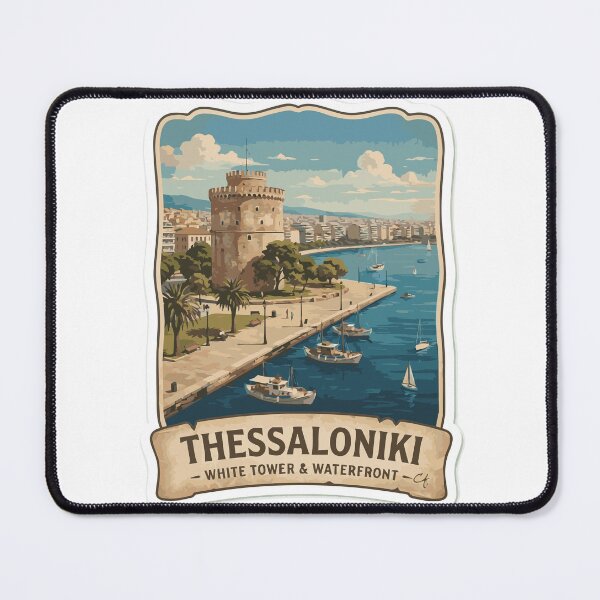 Item preview, Vintage Thessaloniki White Tower & Waterfront Travel designed and sold by CharaFei.Art.