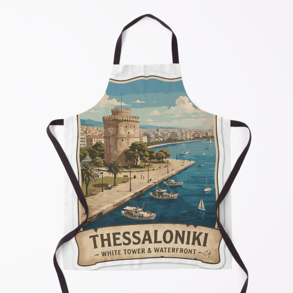 Item preview, Vintage Thessaloniki White Tower & Waterfront Travel designed and sold by CharaFei.Art.