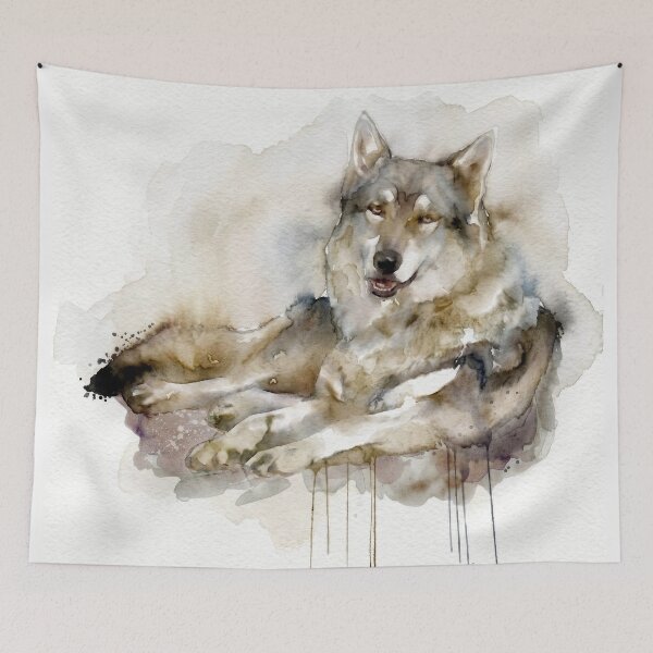 Item preview, Wolf Watercolor, Relaxed Crossed Paws designed and sold by caracatita75.