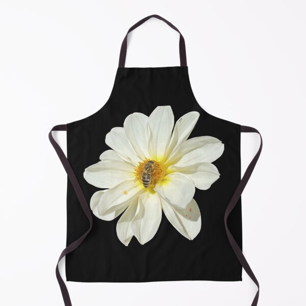 Item preview, White Dahlia Flower with Honeybee Pollinating designed and sold by BalkanBloomArt.