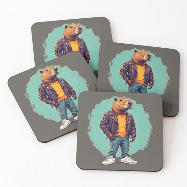 Item preview, Cool Capybara Streetwear | Leather Jacket Chill Rodent Art designed and sold by DoceVaga.