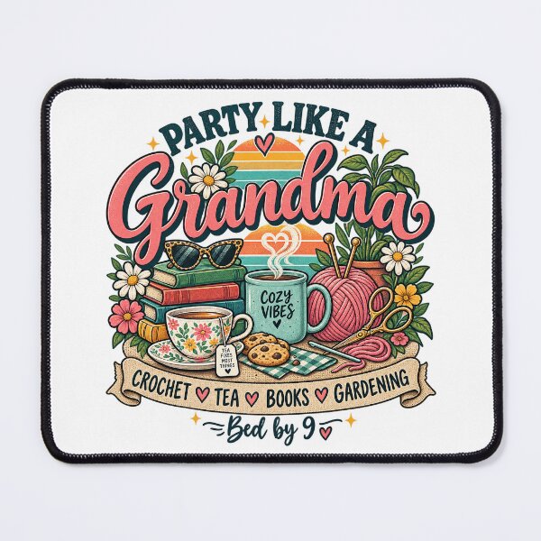 Item preview, Party Like a Grandma – Funny Grandma Hobbies Crochet Reading Gardening Retro Design designed and sold by IslandGirlArt.
