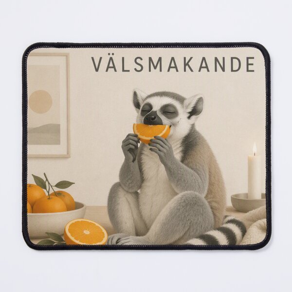 Item preview, Hygge Lemur & Orange "DELICIOUS" designed and sold by NickWhittleArt.