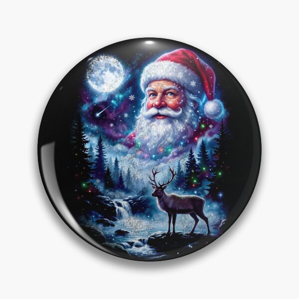 Item preview, Santa Claus Under the Moon Christmas Winter Wonderland Deer Forest Design designed and sold by Milasneeze.