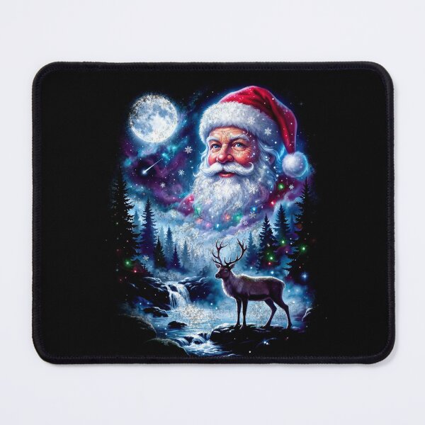 Item preview, Santa Claus Under the Moon Christmas Winter Wonderland Deer Forest Design designed and sold by Milasneeze.
