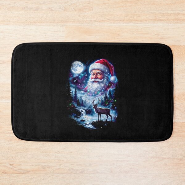 Item preview, Santa Claus Under the Moon Christmas Winter Wonderland Deer Forest Design designed and sold by Milasneeze.