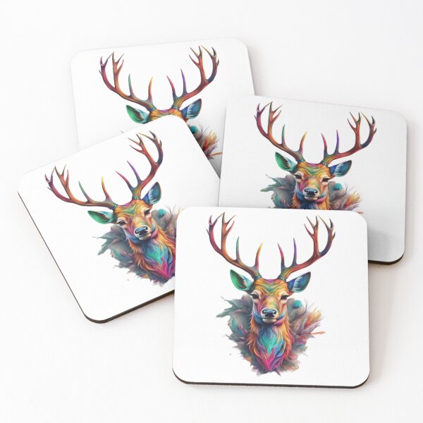 Item preview, Colorful deer watercolor wildlife deer antlers designed and sold by Loona97.