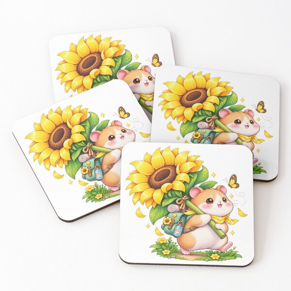 Item preview, Chubby Hamster Carrying Sunflower Kawaii Cute Aesthetic Sticker designed and sold by CreativeCharmCo.