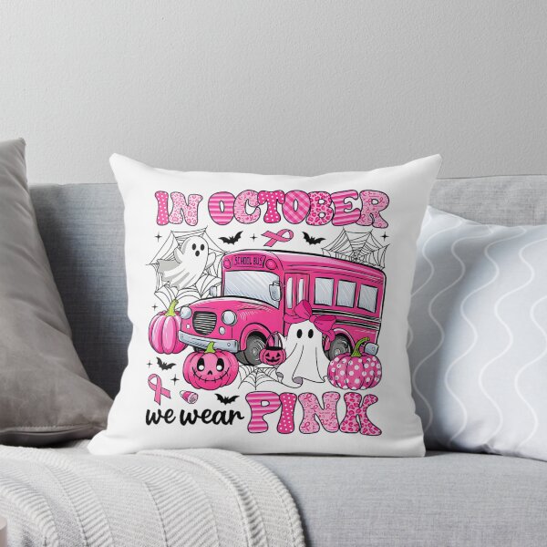 Item preview, In October We Wear Pink Pumpkin Bus Breast Cancer Halloween designed and sold by bentonruiz.
