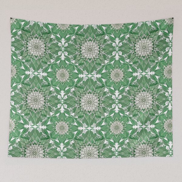 Item preview, Green Lotus Botanical Pattern – Intricate Tropical Floral & Leaf Design designed and sold by Mousy17.