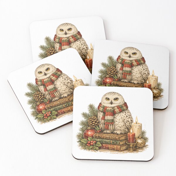 Item preview, Cozy Snowy Owl Books Botanical Vintage Christmas Gift designed and sold by Artycom.