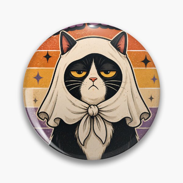 Item preview, Ghost Of Disapurrval Disapproving Cat Halloween Meme designed and sold by Retro Whiskers.