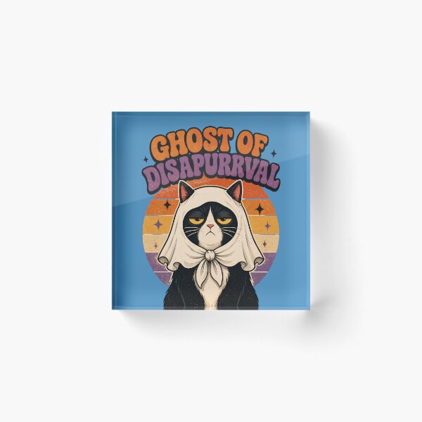 Item preview, Ghost Of Disapurrval Disapproving Cat Halloween Meme designed and sold by Retro Whiskers.