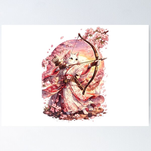 Item preview, Sakura Archer Cat Japanese Anime Fantasy designed and sold by WelLarsDigitals.