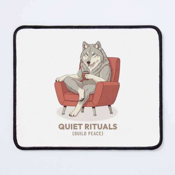 Item preview, Cozy Wolf Drinking Mate Vintage Illustration designed and sold by COZY VINTAGE animal.