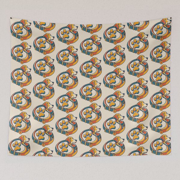 Item preview, Dog Lover Gift – Retro Paw Print and Collar Design designed and sold by astersgraphics.