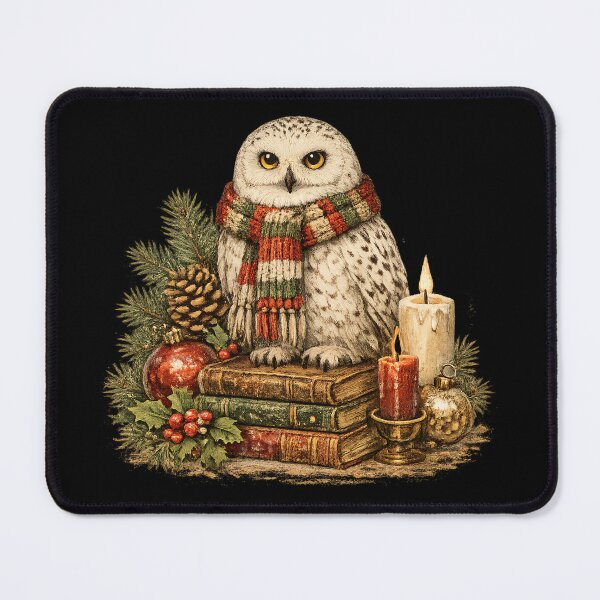 Item preview, Cozy Snowy Owl Books Botanical Vintage Christmas Gift designed and sold by Artycom.