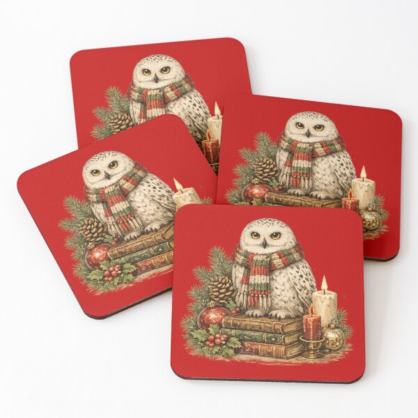 Item preview, Cozy Snowy Owl Books Botanical Vintage Christmas Gift designed and sold by Artycom.