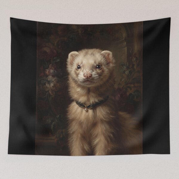 Item preview, Noble Ferret with Pearl Pendant Choker designed and sold by Real Beast Art.