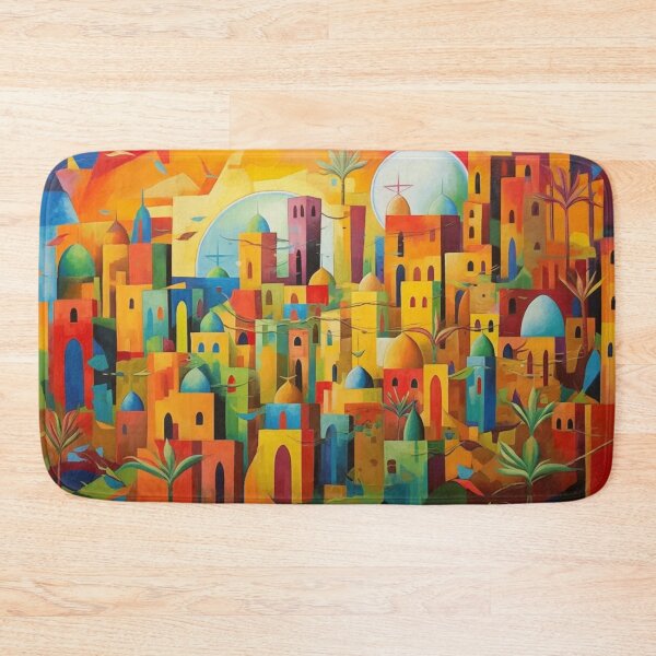 Item preview, Algerian Village Landscape – Colorful North African Art designed and sold by GSizzle1.