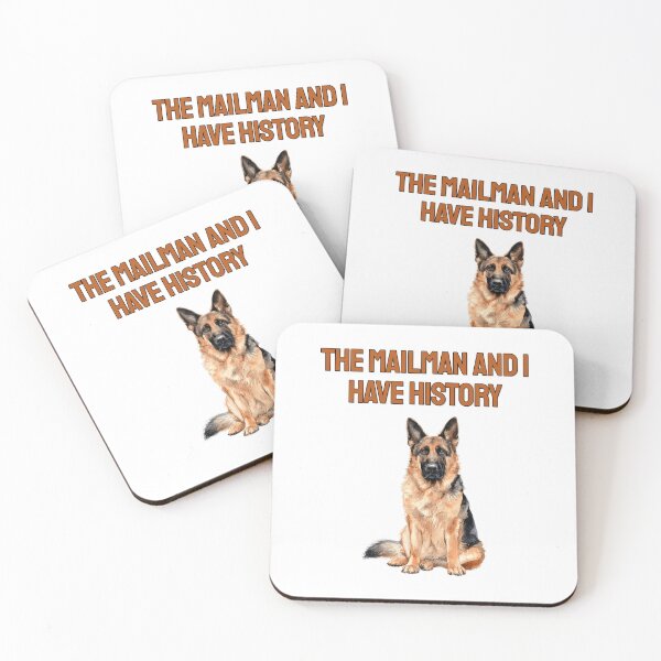 Item preview, German Shepherd Vs Mailman Watercolour Sarcastic Dog Art designed and sold by NatureUnleashed.