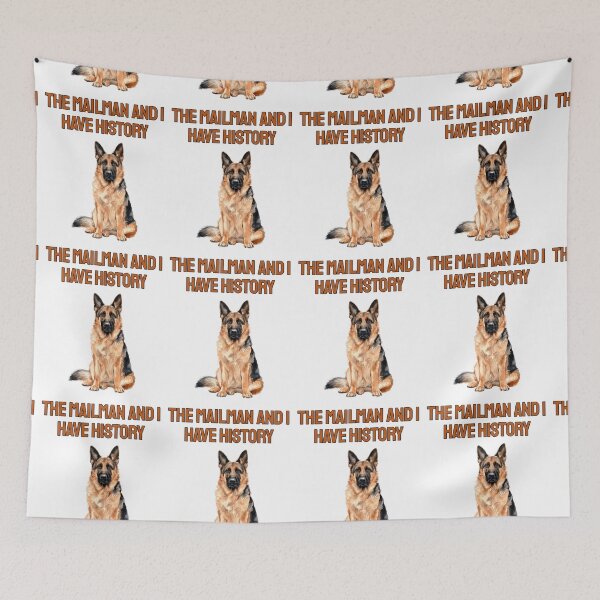 Item preview, German Shepherd Vs Mailman Watercolour Sarcastic Dog Art designed and sold by NatureUnleashed.