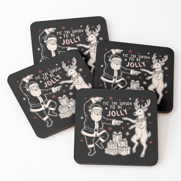Item preview, Tis the Season to be Jolly Santa Reindeer Dancing Vintage Christmas  designed and sold by Milasneeze.
