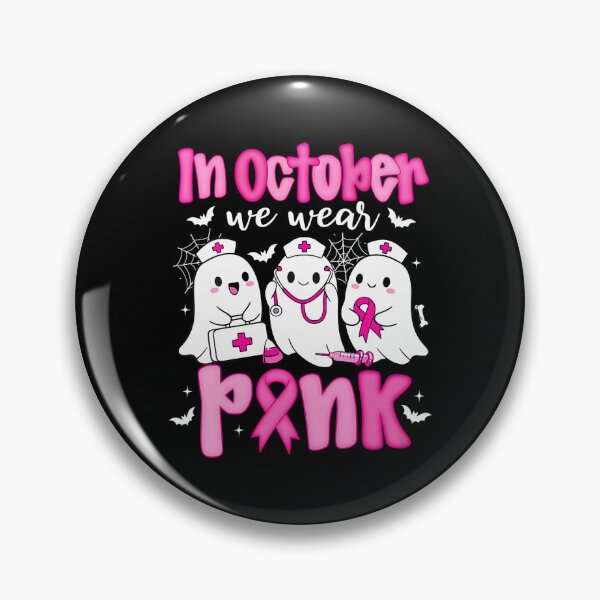 Item preview, In October We Wear Pink Nurse Ghost Halloween Breast Cancer designed and sold by bentonruiz.