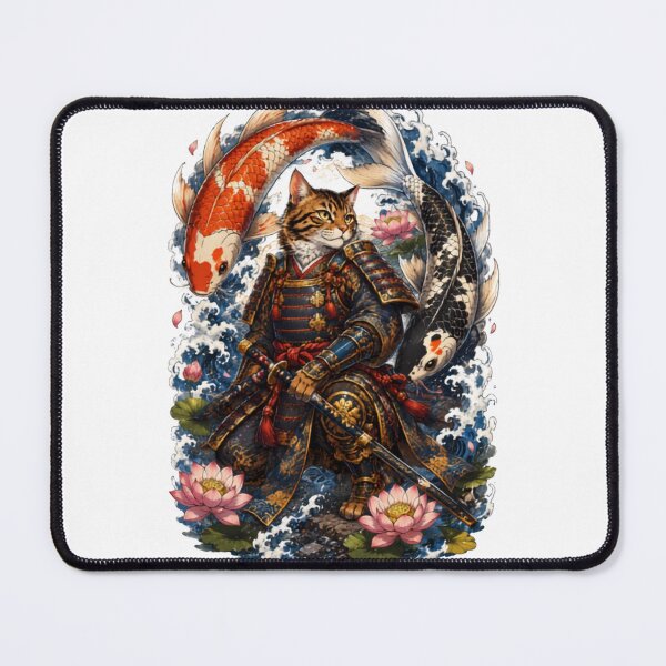 Item preview, Koi Guardian Samurai Cat Japanese Anime designed and sold by WelLarsDigitals.