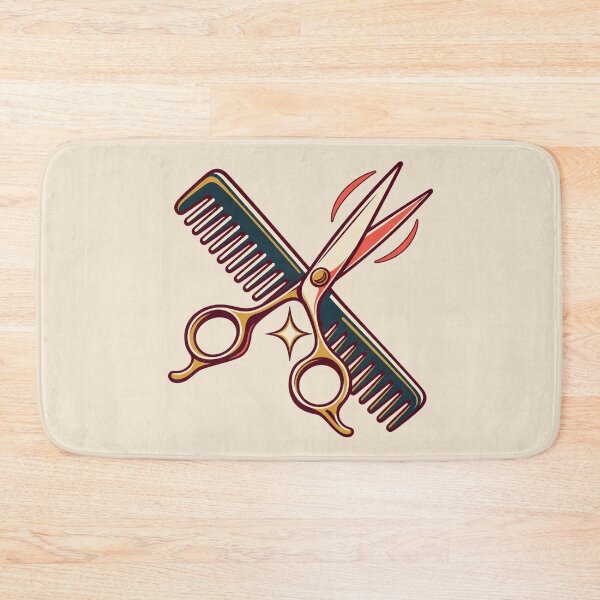 Artikelvorschau, Geschenk für Friseure – Retro-Schere und Kamm im Salon-Design entworfen und verkauft von astersgraphics.