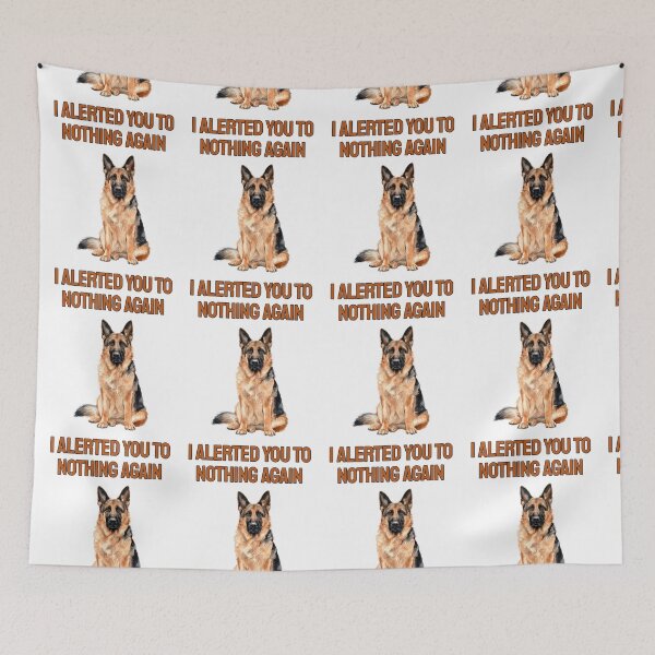 Item preview, German Shepherd False Alarm Watercolour Sarcastic Dog Art designed and sold by NatureUnleashed.