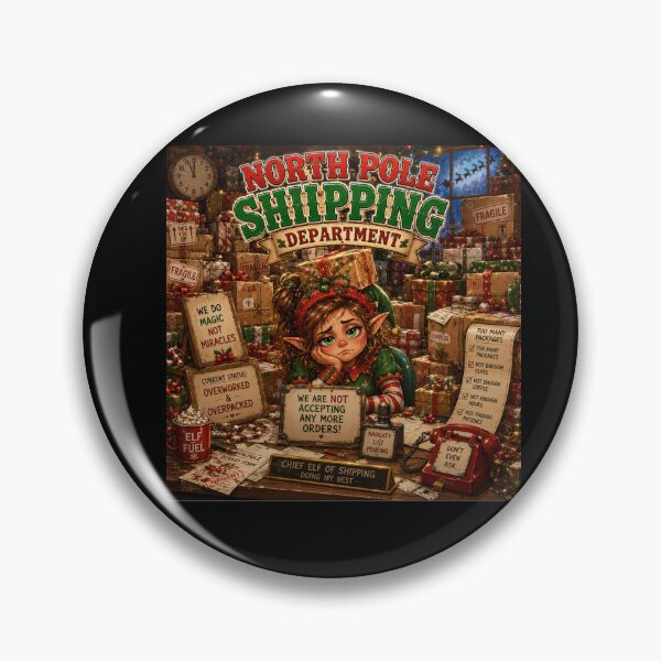Item preview, North Pole Shipping Department | Funny Christmas Elf designed and sold by MotylekAnia.