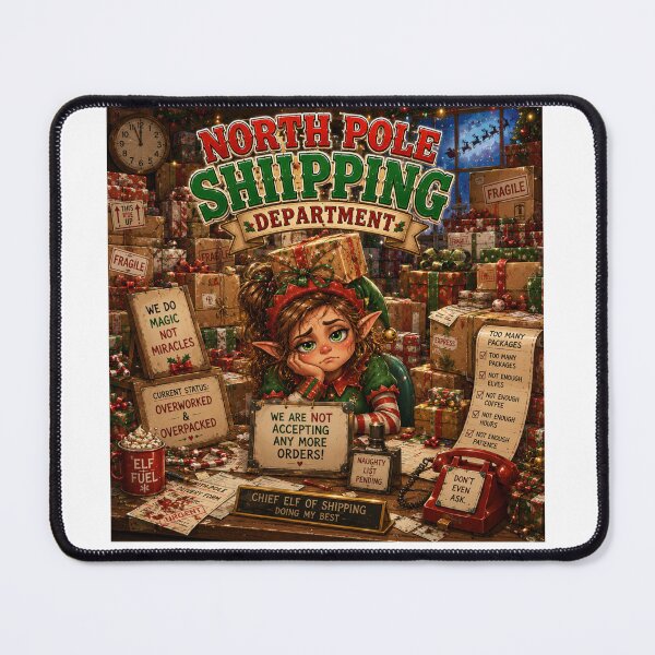 Item preview, North Pole Shipping Department | Funny Christmas Elf designed and sold by MotylekAnia.