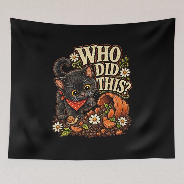 Item preview, Who Did This Funny Black Cat Design designed and sold by wearlytee.