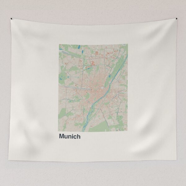 Aperçu de l'œuvre Carte minimaliste de Munich créée et vendue par MapsNerd.