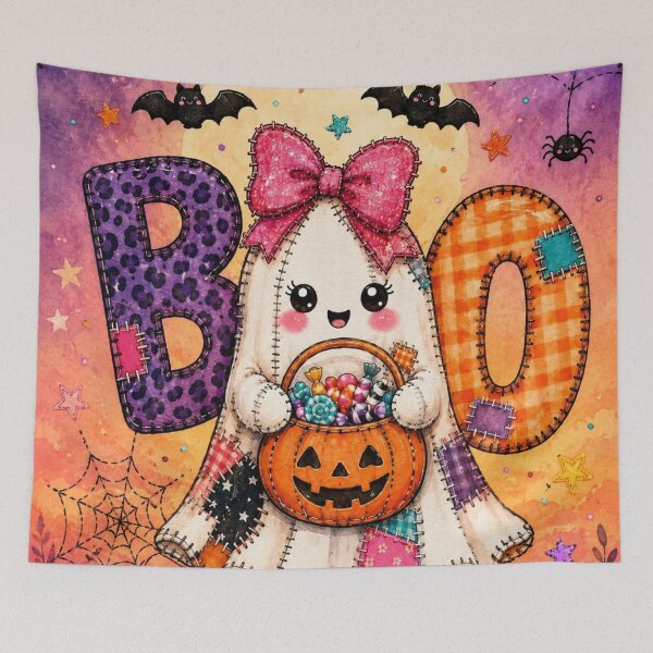 Item preview, Kawaii Halloween Patchwork Ghost designed and sold by Pure Craft.