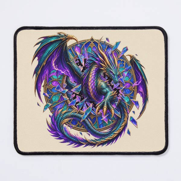 Item preview, Stained Glass Dragon for Gothic Fantasy Fans designed and sold by POD DYNASTY | Original Print On Demand T-Shirt Graphics.