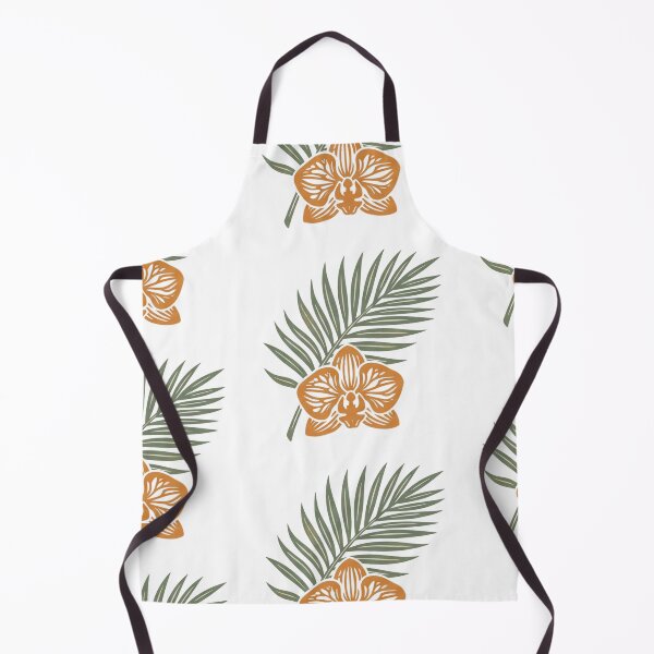 Item preview, Tropical Orange Orchid Palm Leaf Botanical Floral Design designed and sold by RobertArt08.