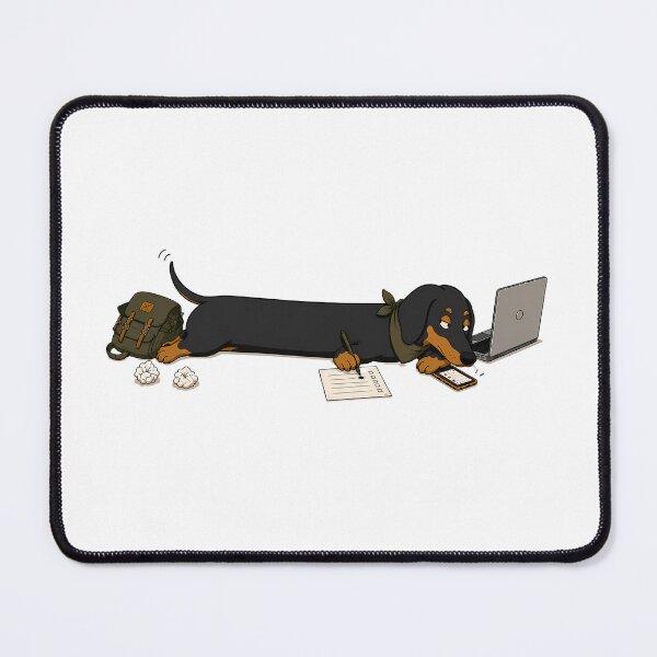 Item preview, Overworked Dachshund Home Office Illustration designed and sold by LazyPaw Design.